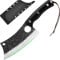 FULLHI Coltello da macellaio con fodero, coltello da cuoco serbo Tang, coltello da verdure con mannaia in acciaio al carbonio per esterno, campeggio (nero, 28,6cm)