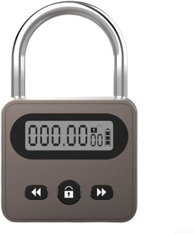 Oceanlend Metal Timer Lock, 999 Hours Max Timing, USB Rechargeable, LCD Display, Brown