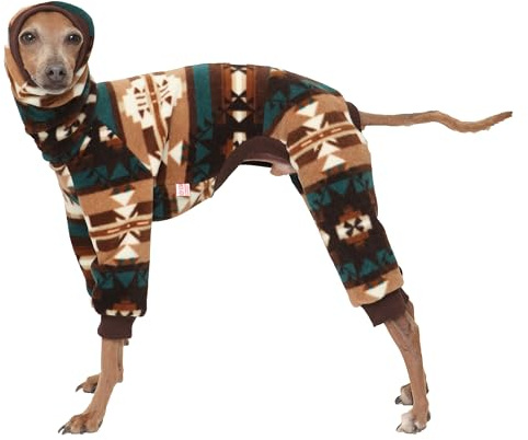 D Doggy Star Italienischer Windhund-Pullover, Rollkragen-Outfit, nordischer Fleece-Einteiler, Kleidung für Hundemantel (Größe XL, Braun, nordisch)