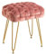 LUE BONA Samt Sitzhocker,Schminktisch Hocker,Rechteckiger Gepolsterter Hocker Metallbeine,Rosa
