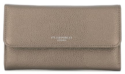 Flora&Co - Portefeuille Femme Tout-en-Un Rabat - Porte-chéquier avec Porte-Cartes et Monnaie 3 en 1 - Compagnon 3 Volets Grande Capacité Fourre-Tout - Classique - Similicuir Souple - Marron Métal