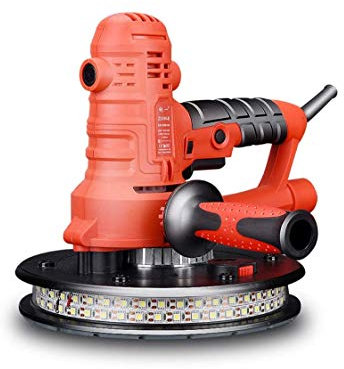 UKLSAMZR 800 W drehbarer elektrischer Variabler Trockenbau-Tellerschleifer, leicht zu greifender Zusatzgriff, LED-Licht, Staubabsorptionsfunktion, zum Glätten/Polieren (Standard)