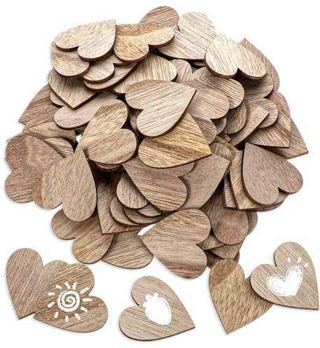 JJUNW 100 Stück Holzherzen zum Basteln, 4cm Holzherz Deko Herz Streudeko Hochzeit Tischdeko Herzen Klein Konfetti Herzen für Hochzeit Geburtstag DIY Basteln(4cm)