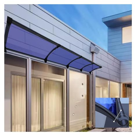 Tenda da sole in policarbonato per porte e finestre esterne, grande lavello, 65 x 110 cm, tettoia con drenaggio su entrambi i lati