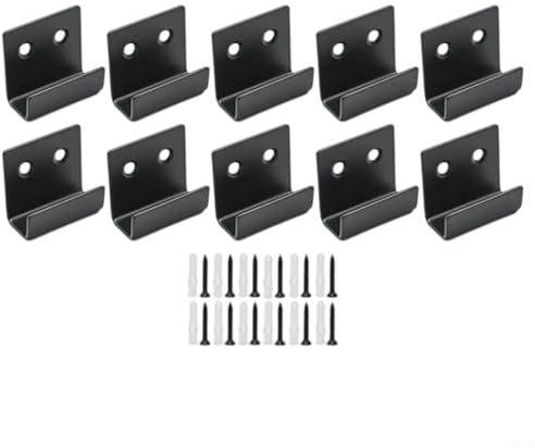 FUANA Lot de 10 clips de miroir robustes en métal pour fixation murale (Noir)