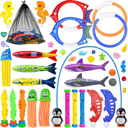 KIMIGO Jouets de Plongée,Jouet Piscine Enfant,Jeux de Piscine pour Enfant,Jouet de Natation pour Piscine,Jouets de Plongée Piscine pour Enfants pour Enfants Entrainement de plongée,Cadeaux 5-12 Ans