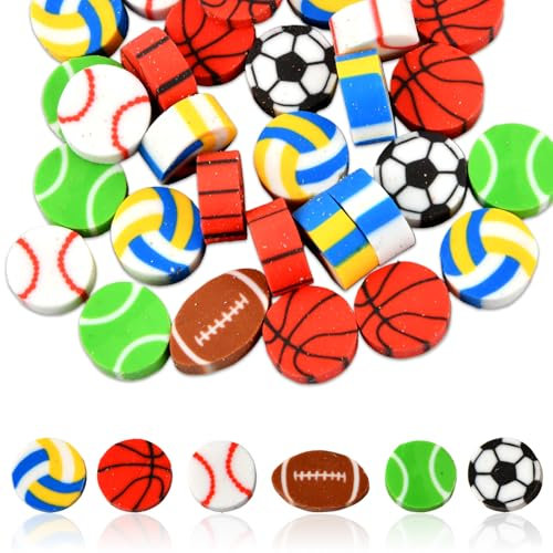 Dewocke 30 Pcs Radiergummi Set, Neuheit Radiergummis für Party Favors, Niedlicher Radiergummi, Bleistiftradiergummis, Cartoon-Radiergummis, Geeignet für Hausaufgabenbelohnungen (Ball)