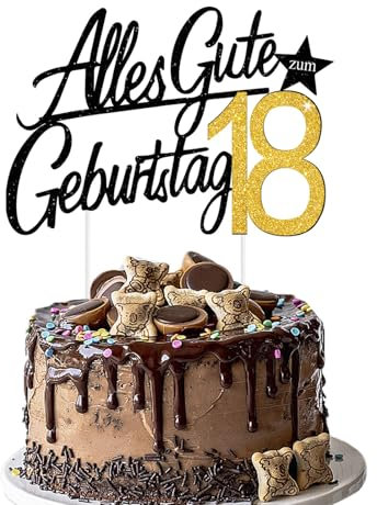 Torten Deko 18 Geburtstag – Glitzernder Cake Topper für Frauen & Männer (18)