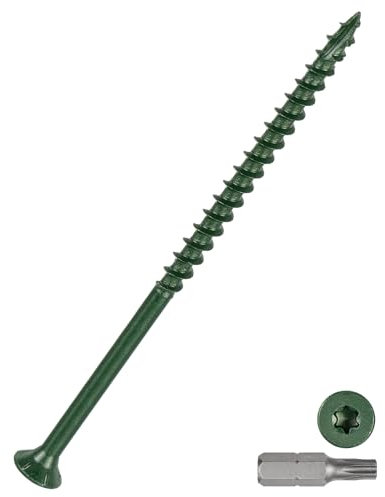 DTGN #10x4 Deck Screws - 150Pack - Good for Decks, Fences, Frames, Farms, Outdoor Furniture - Carbon Steel Wood Screws Epoxy Coated W/ T25 Torx Star Drive Bit - Green