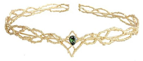 Krone mit Kristallen, Haarreifen, Brautkrone, Stirnreifen für Prinzessin oder Königin, für Geburtstag, Hochzeit, Halloween, Kostüm-Party (Gold Grün)
