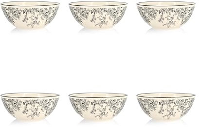 NOVASTYL - Lot 6 bols florali 16cm 50cl en grès décor noir - 2414100