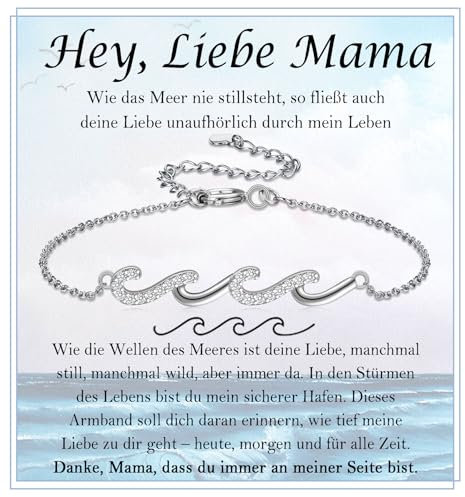 FAOMZQ Mama Geschenk, Wellen Armband für Beste Mutti, Liebevolles Geschenke für Mama als Muttertagsgeschenk Geburtstagsgeschenk, Geschenkideen für die Mutter zum Muttertag Geburtstag Weihnachten