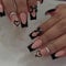 GlamRays Lot de 24 Ongles autocollants en forme de cœur, longs, carrés, brillants, pointes françaises, squoval, ongles en acrylique noir