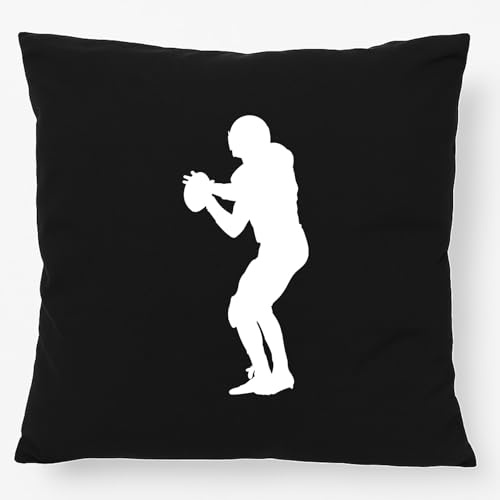 Huuraa Kissen American Football Silhouette Geschenk | 40x40cm mit Füllung Black Baumwolle Dekokissen Geschenkidee Schwarzes Sofakissen dekoratives Zierkissen