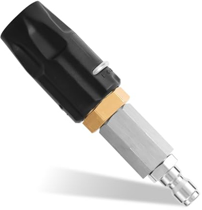 lasuroa High Pressure Power Twist Nozzle, Adjustable Downstream Soft Wash Nozzle with 1/4in Quick Connect 0 to 60°Spray Pattern for Pressure Washer Ideal for Roof Walls & Siding Fences (2-3 GPM)
