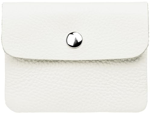 Caspar Kleiner Echt Leder Geldbeutel Damen Portemonnaie Geldbörse mit Reißverschluss & Druckknopf - GB416 - Made in Italy, Farbe:weiß, Größe:Klein (11cm x 8cm)