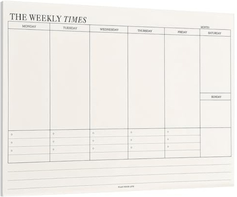 60 Blatt Wochenplaner Ohne Festes Datum, 24.5x17.5 cm Weekly Planner | Wochenplaner Undatiert, To Do Planer, wochenplaner Block, für Haus Schule Büro