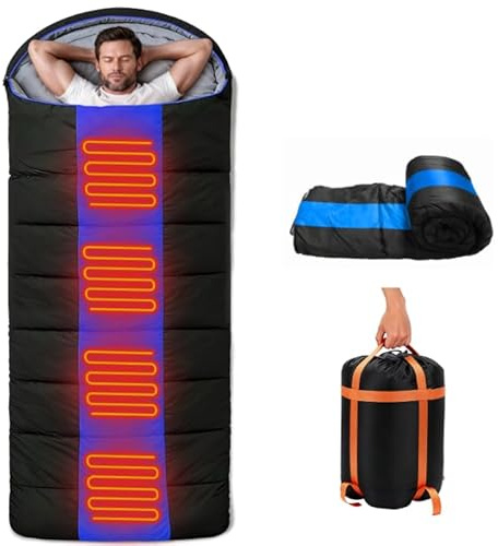 Sleeping Bags For Adults Heated Sleeping Bag Winter Sleeping Bag Water Resistant Lightweight Compact Bag Outdoor Camping Comfortable Sleeping Sackfor Kids Teens Adults Hiking (Blue)