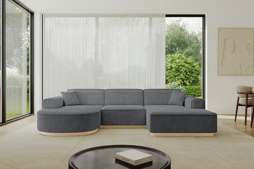 ALTDECOR Ecksofa in U-Form Corner Sofa Bett Eckcouch Couch L-Form Wohnlandschaft Cauchsofa Arrio-U1-303x171x83 cm Dunkelgrau