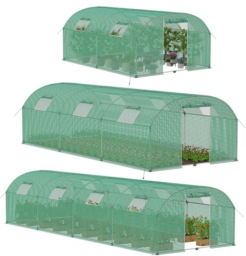 LILIIN Serre en film plastique 3 x 4 x 2 cm - Serre de jardin - Tente pour plantes - Solide - Avec 4 fenêtres avec moustiquaire et porte - En polyéthylène haute densité et acier galvanisé - Pour serre