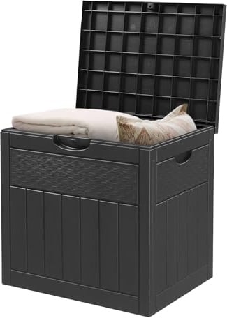 Bonnlo Gartenbox 126L,Auflagenbox Outdoor, Gartenbox mit Seitengriffen,zur Aufbewahrung von Gartenmöbelkissen, Gartengeräten usw.für Garten, Pool, Balkon und Hof,Grau