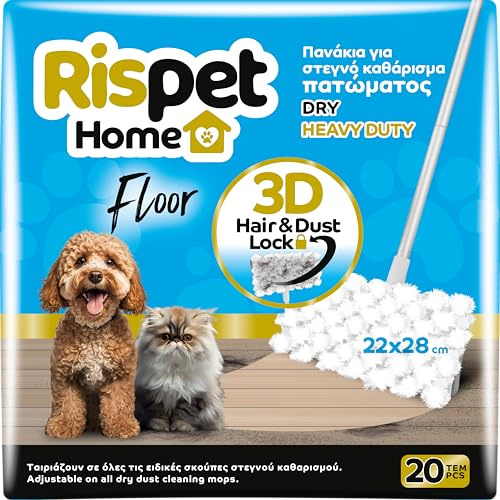 RISPET Floor Panni Microfibra 3D, Cattura Polvere-Sporco e Peli di Animali, per Tutti i Tipi di Pavimenti, 20 Unità