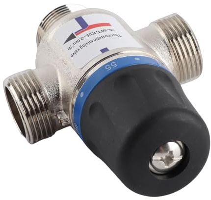 Sxhlseller Thermostatisches Mischventil G3/4 Zoll, Automatisches Verbrühschutz-Temperaturregelgerät aus Messing für Warmwasser, Badezimmer, Küche und Fußbodenheizungssysteme (G3/4)