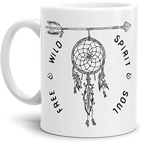 Tasse mit Spruch Free & Wild Spirit & Soul? - Kaffeetasse/Mug/Cup - Qualität Made in Germany