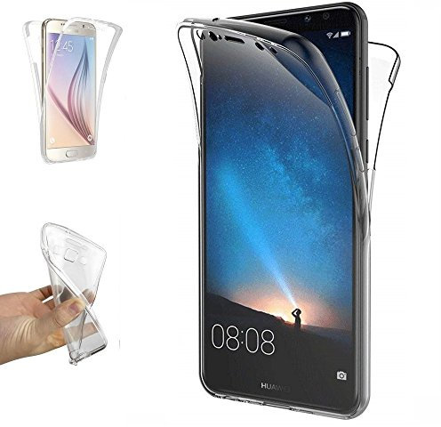REY Funda Carcasa Gel Transparente Doble 360º para Huawei Mate 10 Lite, Ultra Fina 0,33mm, Silicona TPU de Alta Resistencia y Flexibilidad