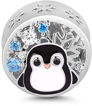 GNOCE Penguin Charm Bead S925 Sterling Silber Der Winter kommt Charm Perlen mit Zirkonia für Armband Halskette Weihnachts Schmuck Geschenk für Damen Herren