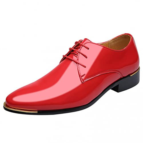 Celucke Derby-Schuhe Herren Schnürhalbschuhe Spitz Derbys in Kroko-Optik, Hochzeit Party Smoking Schuhe Männer Anzugschuhe Oxford Casual Schnürschuhe