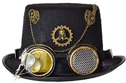 GRACEART Unisex Steampunk Hut Steampunk Zylinder Hut für Männer oder Frauen (DE/NL/SE/PL, Alphanumerisch, M, Style-34)