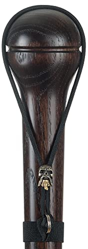 Asterom Handmade Walking Stick for Men - Solid Hardwood Carved Cane with Unique Paracord Skull Strap (Nutcracker)