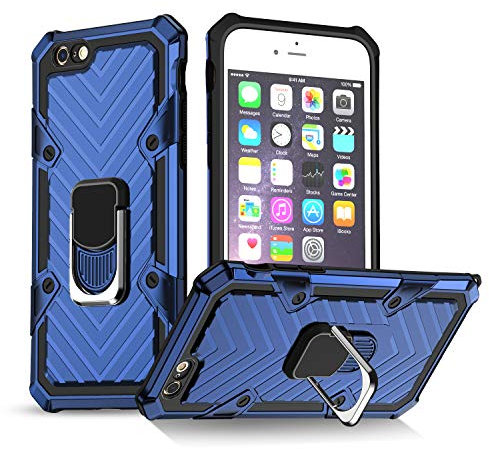 EYZUTAK Case for iPhone 6 iPhone 6S, Military Grade Protective Phone Case with Magnetic Car Mount 360 Degree Rotation Metal Finger Ring Holder Magnet Car Holder Shockproof Case - Blue