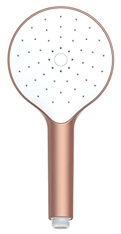 WENKO Duschkopf Automatic Cleaning, Anti-Kalk, runde Universal-Handbrause mit automatischem Reinigungssystem, belebende Regenwasserdusche, handlicher Brausekopf Ø 12 cm im Metallic-Look, ABS Rosé