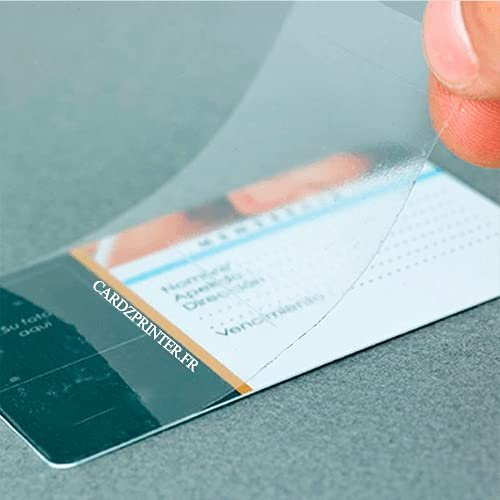 Protection adhésive transparente pour carte plastique PVC 86 * 54mm (overlay) CZPB-D002-T01 Cardzprinter - Lot de 5