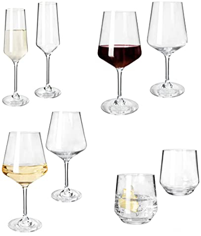 Moritz 8 Stück Milano Camping Gläser Set Weißwein Rotwein Wasser und Champagner Gläser bruchfest kratzfest