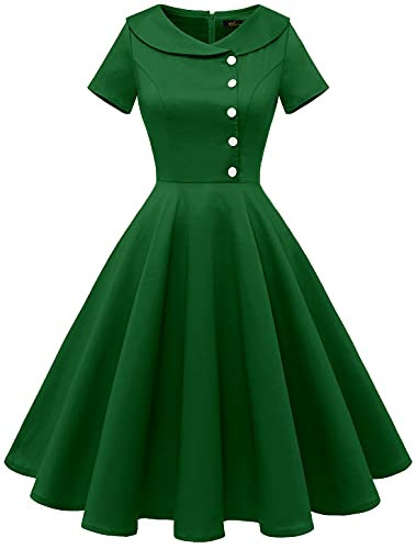 Wedtrend Kleid Damen Elegant Rockabilly Swing Kleid Knielang Armeegrün WTP20007 ArmyGreen L
