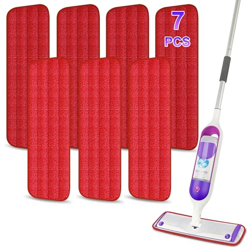 7 Pack Reusable Pads for Cleaning Floors- MEXERRIS Micropfibre Spray Mop Refills Machine Washable Hard Wood Floor Repalcement Pads Compatible with 13''-15'' Spray Floor Mop