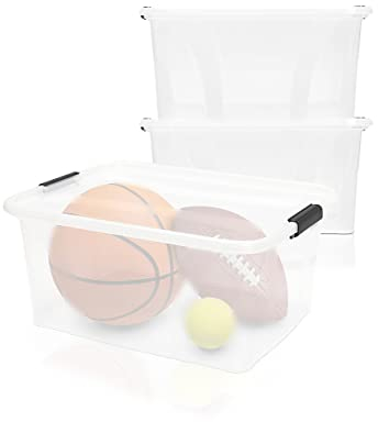 BigDean 2er Set Aufbewahrungsbox mit Deckel transparent - 32L + Clipverschluss - Stapelbox Ordnungsbox Clipbox Lagerbox Box mit Deckel Storage Boxes - Klarsichtbox mit Deckel – stapelbar