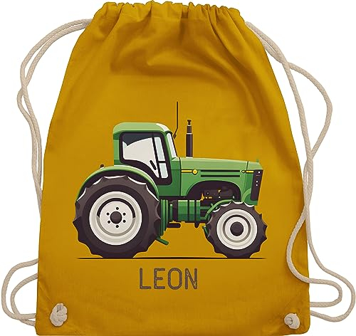 Turnbeutel Rucksack - Traktor mit Name personalisiert I Landwirte Geschenk Landwirt I Traktoren Geschenke Trecker I Landwirtschaft - Unisize - Senfgelb - stoffbeutel beutel kita bulldog sportbeutel