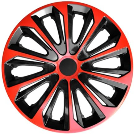 Luckyberg Radkappen 16 Zoll Strong | Radzierblenden 4er-Set für die meisten Automarken und Stahlfelgen, Zierkappen in vielen Farben. Felgenabdeckung für Autofelgen. (16 - ROT/SCHWARZ)