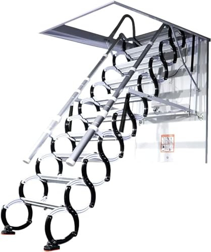 Electric Loft Ladder Wall Mounted Telescopic Stairs Foldable Attic Stairs Pull Down Attic Ladder Hidden Ladder Control Alloy