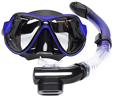 Schnorchelmasken-Set, Schnorchelset mit Trockenschnorchel, Tauchen, verstellbare Kopfgurte, leichtes Atmen mit Trockenschnorchel, geeignet für Männer, Frauen, Erwachsene
