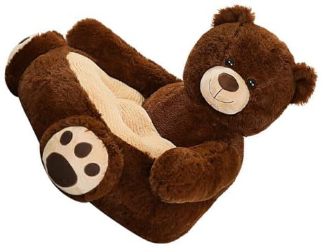 FIOERDTUIE Moderner und niedlicher Kindersofasitz, schöner Teddybär Plüschstuhl, Kinderstuhl, Sessel, Tiersofasitz, Polyester, Dunkelbraun