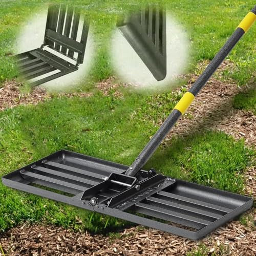 Rastrello per prato, rastrello per livellamento in metallo, 157 cm, per golf, erba da giardino, superficie (25 x 76 cm)