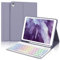 SENGBIRCH Coque Clavier pour iPad 9/8/7ème gén 10.2 Pouces - AZERTY Français Clavier Rétroéclairé 7 Couleurs Bluetooth Détachable sans Fil, Étui pour iPad Air 3 10.5, Lavande
