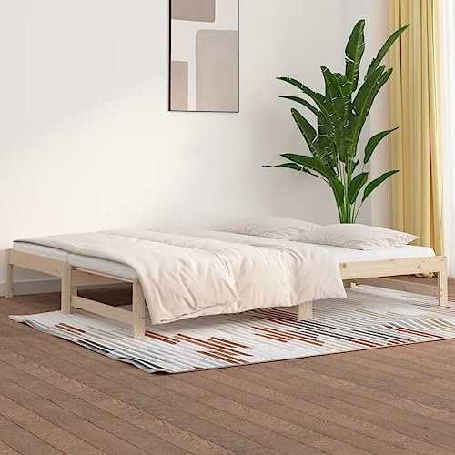 KTHLBRH Polsterbett Bett kopfteil bezug Tagesbett Ausziehbar 2X(90x200) cm Massivholz Kiefer