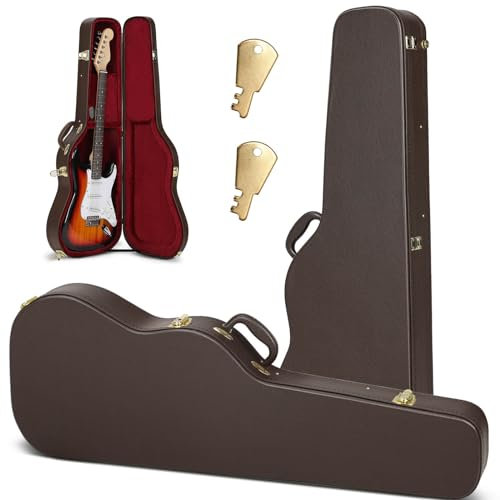 CAHAYA Electric Guitar Hard Shell Case Portable Guitar Case Hardshell for Standard Electric Guitars Stratocaster Telecaster Brown, CY00343-1