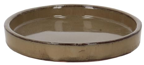 Rivanto® Blumentopf Untersetzer groß glasiert grau Ø 25,5 cm, H3,5 cm Keramik Terracotta